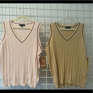 2 Sleeveless Plus Size Cable Knit Vests. Size 2X.